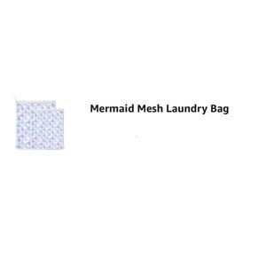 Mermaid Print Laundry Washing Mesh Delicates Zipper Bag w/Hanging Loop, Set of 2